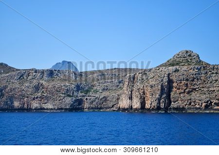 Greece Resort Island Santorini With Mountains And Sea