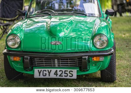 Bedford, Bedfordshire, Uk June 2 2019 Fragment Of The Triumph Gt6. Production Ran From 1966 To 1973