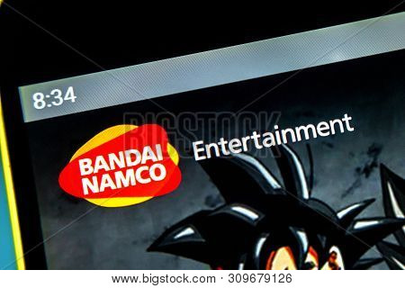 Berdyansk, Ukraine - April 10, 2019: Illustrative Editorial Of Bandai Namco Holdings Website Homepag