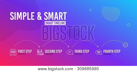 Infographic Timeline. Chat, Winner Ticket And Vacancy Icons Simple Set. Quickstart Guide Sign. Speec