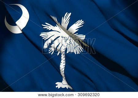3d Rendering Of A South Carolina State Flag Silk