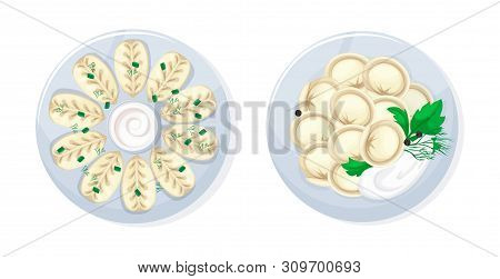 Caucasian Russian Kitchen Traditional Tasty Food Kurze And Dumplings