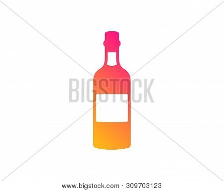 Brandy Bottle Icon. Whiskey Or Scotch Alcohol Sign. Classic Flat Style. Gradient Brandy Bottle Icon.