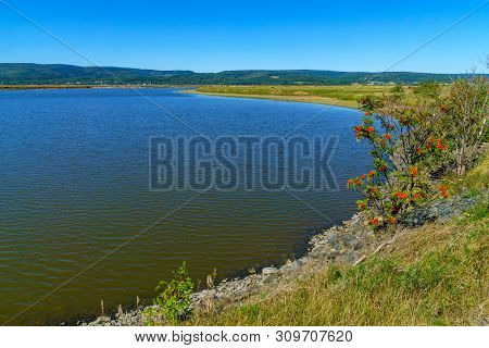 View Of The Shore And Countryside In Hopewell Hill, New Brunswick, Canada