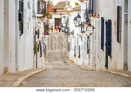 Altea, Spain - 14 June, 2019: Beautiful Street In Altea Old Town, Spain
