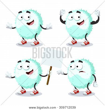 Set Of Cartoon Leukocyte Character Mascot Isolated