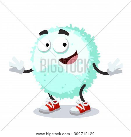 Cartoon Joyful Leukocyte Character Mascot Smiling Isolated