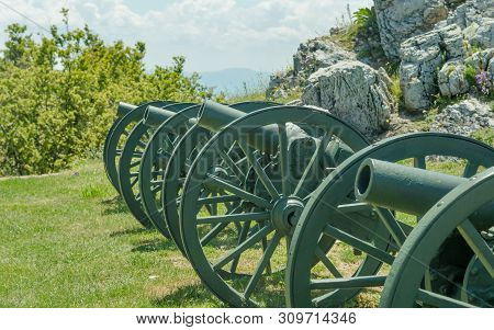 Old Metal Cannon. Shipka, Gabrovo, Bulgaria. The Shipka Memorial Is Situated On The Peak Of Shipka I