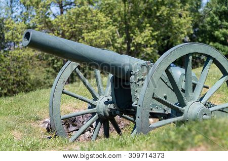 Old Metal Cannon. Shipka, Gabrovo, Bulgaria. The Shipka Memorial Is Situated On The Peak Of Shipka I