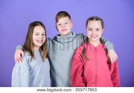 Cheerful Youth. Relations And Friendship. Happy To Have Such Good Friends. Teens Friends. Girl And B
