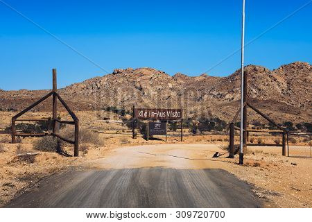 Klein Aus, Namibia - March 27, 2019 : Entry Gate To The Klein-aus Vista Lodge And Restaurant In The 