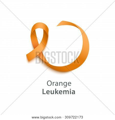 Vector Orange Ribbon As Symbol Of Animal Abuse, Leukemia Awareness, Kidney Cancer Association, Multi
