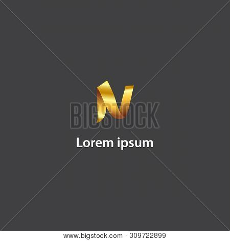 N Letter Logo. Letter N Logo With Golden Color. Modern Design