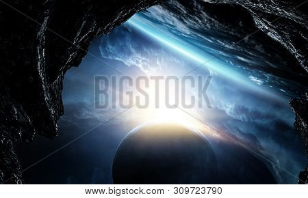 Deep space beauty. Planet orbit.