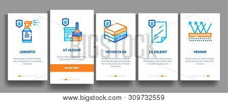 Waterproof Materials Vector Onboarding Mobile App Page Screen. Waterproof Material For Personal, Ind