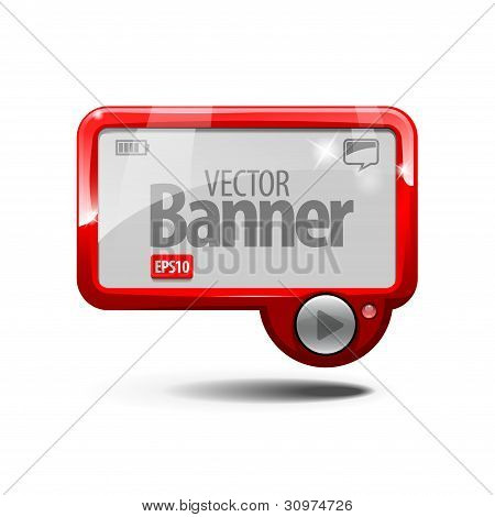 추상 붉은 빛나는 유리 배너