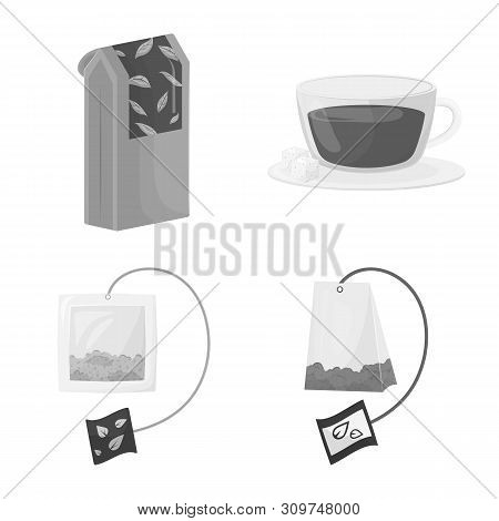 Vector Design Of Green And Black Sign. Set Of Green And Organic Vector Icon For Stock.