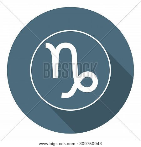 Capricorn Icon. Astrological, Horoscope Sign. Zodiac Symbol. Air Element. Flat Style. Sticker. Illus