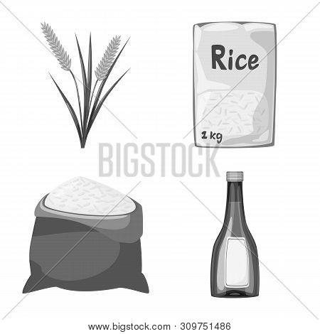 Vector Illustration Of Food And Organic Sign. Set Of Food And Agricultural Vector Icon For Stock.