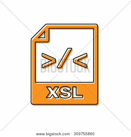 Orange Xsl File Document Icon. Download Xsl Button Icon Isolated On White Background. Excel File Sym