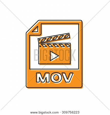 Orange Mov File Document Icon. Download Mov Button Icon Isolated On White Background. Mov File Symbo