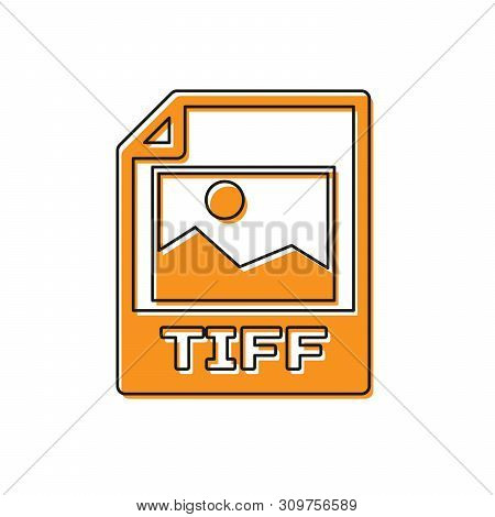 Orange Tiff File Document Icon. Download Tiff Button Icon Isolated On White Background. Tiff File Sy