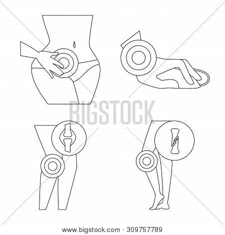 Isolated Object Of Bone And Inflammation Icon. Set Of Bone And Wound Stock Vector Illustration.