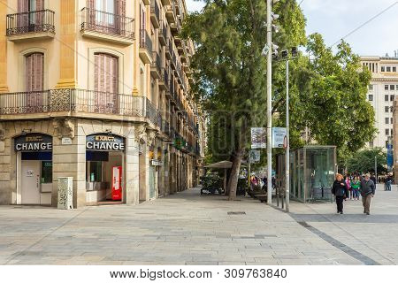 Barcelona, Spain- 09 November 2014: Nova Square, Gothic Area. Ciutat Vella District. Barcelona. Cata