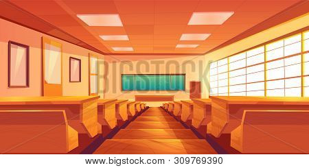 Modern University Auditorium, College Classroom, High School Lecture Hall Cartoon Vector Empty Inter