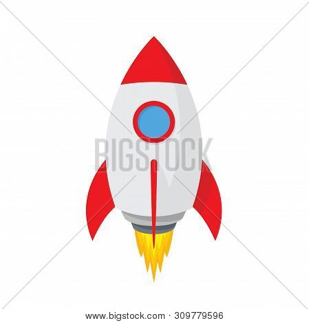 Cartoon Rocket Space Ship. Simple Spaceship Icon - Stock Vector.