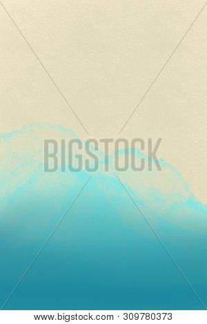 Sea Background With Space For Text. Seascape - Illustration. Beach With Sea Surf. Sea, Sandy Beach