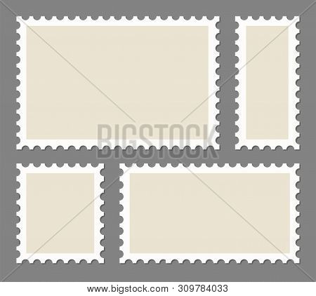 Blank Postage Stamps Frames Set - Stock Vector.