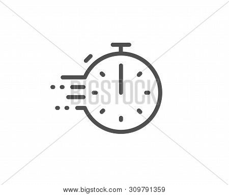 Cooking Timer Line Icon. Frying Stopwatch Sign. Food Preparation Symbol. Quality Design Element. Lin