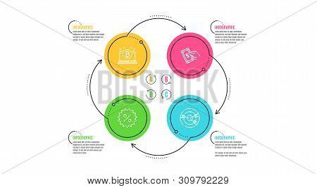 Pay Money, Discount And Bitcoin Icons Simple Set. Infographic Timeline. Targeting Sign. Hold Cash, S