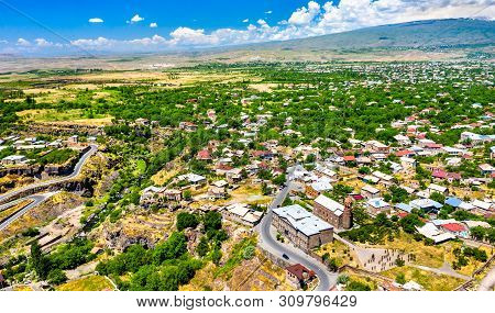 Aerial View Of Oshakan Village With Saint Mesrop Mashtots Church In Armenia