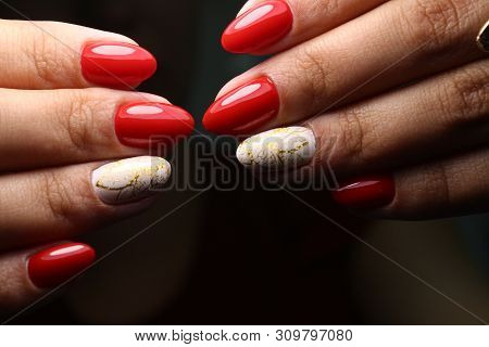 Multi-colored Pastel Manicure Combined Tone On Tone With A Striped Background.nail Art