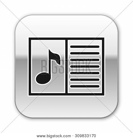 Black Music Book With Note Icon Isolated On White Background. Music Sheet With Note Stave. Notebook 