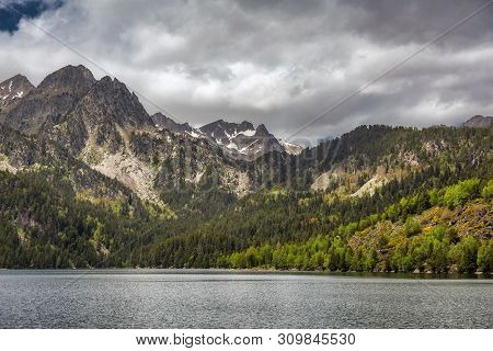 The Beautiful Aiguestortes I Estany De Sant Maurici National Park Of The Spanish Pyrenees Mountain I