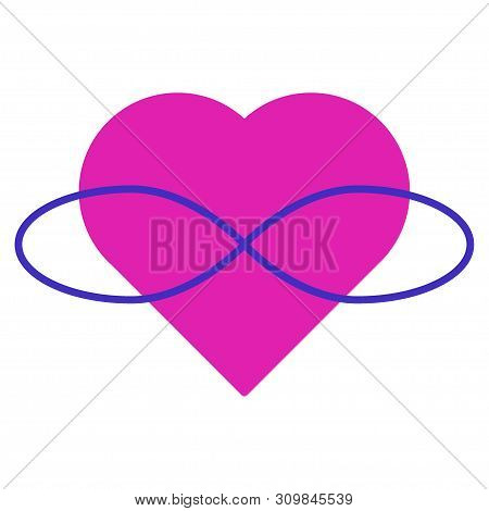 Symbol Of Polyamory. Heart And Infinity. Endless Love. White Background And Pink Heart