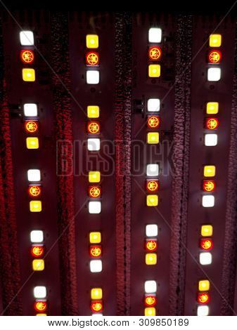 An Abstract Closeup Of A Rbg Led Panel For Lighting. Light For Photography Or Video.