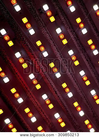 An Abstract Closeup Of A Rbg Led Panel For Lighting. Light For Photography Or Video.