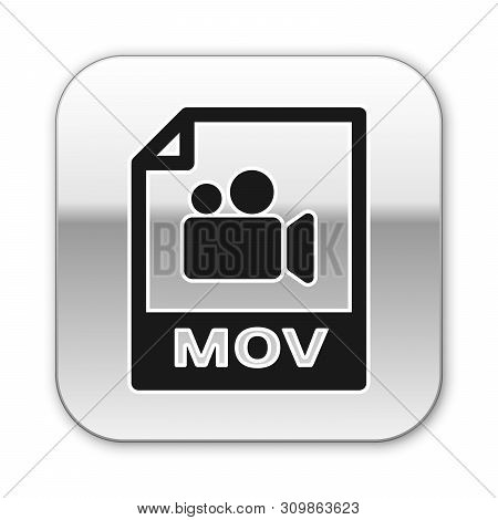 Black Mov File Document Icon. Download Mov Button Icon Isolated On White Background. Mov File Symbol
