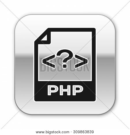 Black Php File Document Icon. Download Php Button Icon Isolated On White Background. Php File Symbol