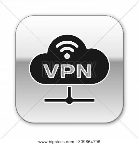 Black Vpn Network Cloud Connection Icon Isolated On White Background. Social Technology. Cloud Compu