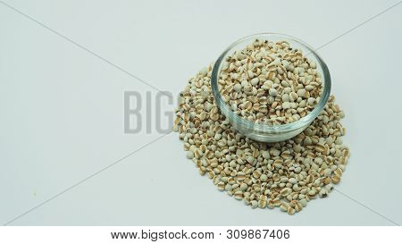 Job's Tears, Also Known As Adlay And Coix On White Background. Popular In Asian Cultures As A Food S