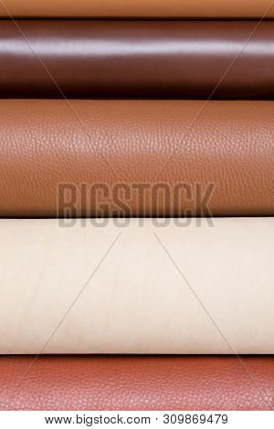 Vertical Stocks Of Leather. Photo In Extremely High Resolution.