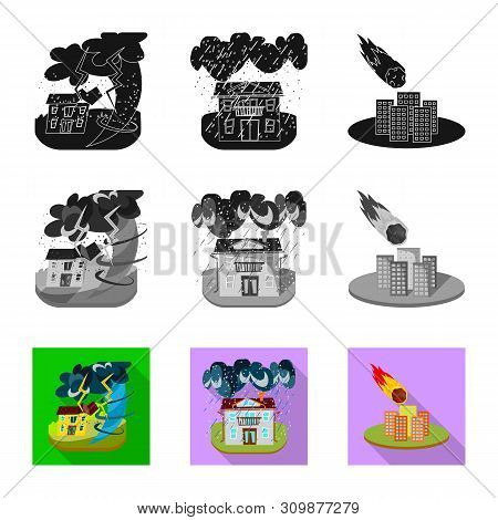 Vector Illustration Of Weather And Distress Icon. Collection Of Weather And Crash Stock Vector Illus