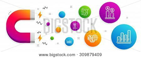 Magnet Attracting. Student, World Money And Ab Testing Icons Simple Set. Head, Money Diagram And Gra