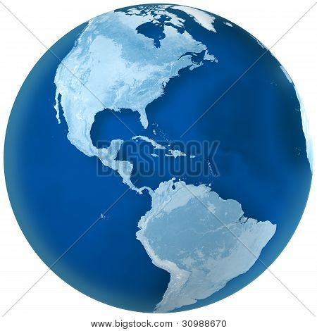 Blå jorden norr och södra Amerika