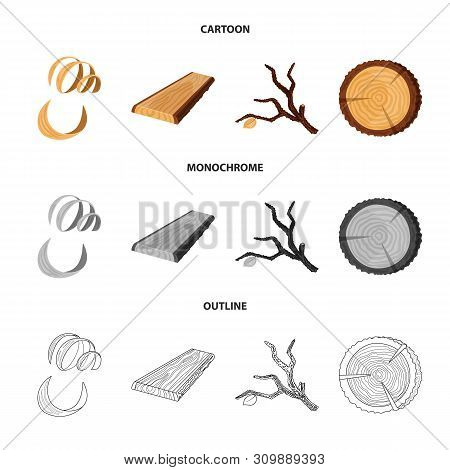 Vector Design Of Tree And Raw Icon. Set Of Tree And Construction Vector Icon For Stock.